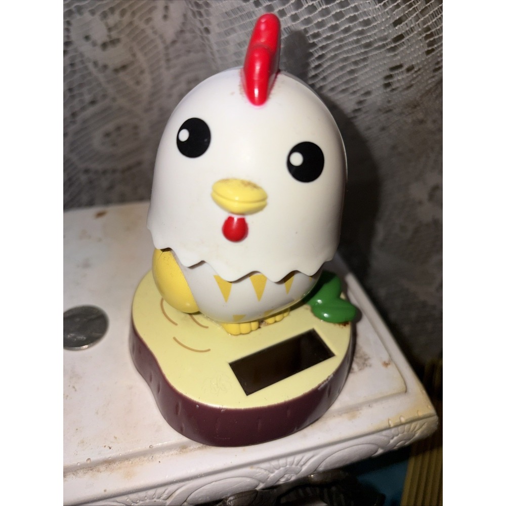 BOGO VINTAGE ROOSTER ALARM CLOCK AND SOLAR BOBBLE HEAD CHICK DOUBLE CLUCK - Picture 12 of 12